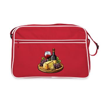 Wein und Käse - Retro Tasche - Rot/Weiß - Vorne