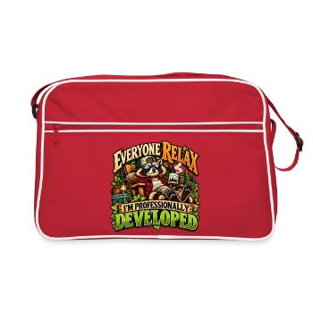 Professionell entwickelter Waschbär - Retro Tasche - Rot/Weiß - Vorne