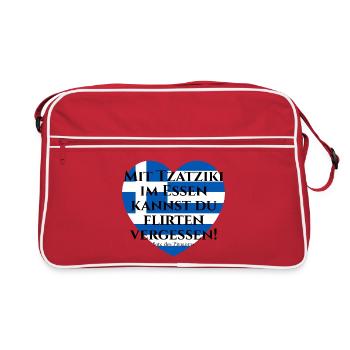 MIT TZATZIKI KANNST DU FLIRTEN VERGESSEN PITAGORAS - Retro Tasche - Rot/Weiß - Vorne