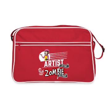 Artist by day Zombie by night - Künstlerin - Retro Tasche - Rot/Weiß - Vorne