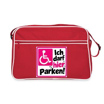Ich darf hier Parken Sign - Retro Tasche - Rot/Weiß - Vorne