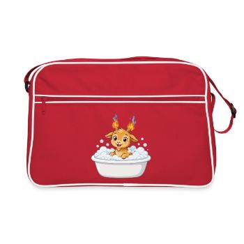Cute Bathtub Fire Goat Shirt Badewanne Feuer Ziege - Retro Tasche - Rot/Weiß - Vorne