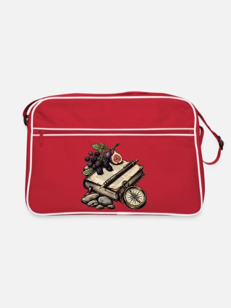 Botanisches Reisebuch - Retro Tasche - Rot/Weiß
