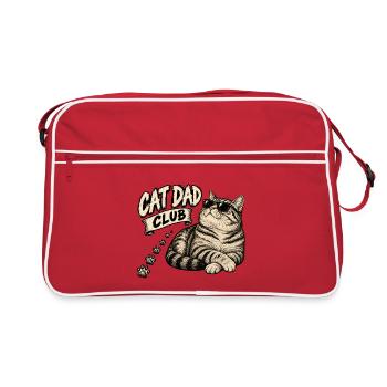 cool dad club - coole Katze - Retro Tasche - Rot/Weiß - Vorne