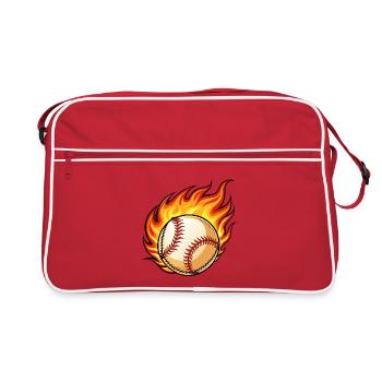 Flaming BaseBall - Retro Tasche - Rot/Weiß - Vorne