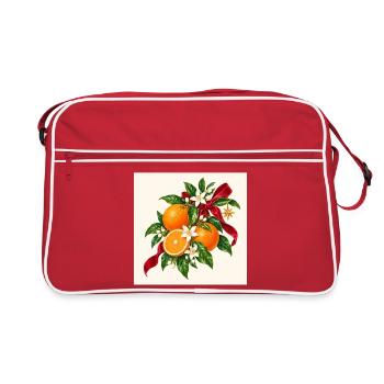 Weihnachtsorangen blühen und Band - Retro Tasche - Rot/Weiß - Vorne