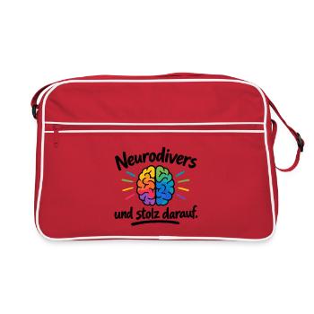 Neurodiversität strahlt bunt - Retro Tasche - Rot/Weiß - Vorne