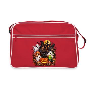 Magische Halloween Hexen & Geist - Retro Tasche - Rot/Weiß - Vorne