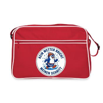Allwetter-Laufshirt Regen Pinguin - Retro Tasche - Rot/Weiß - Vorne