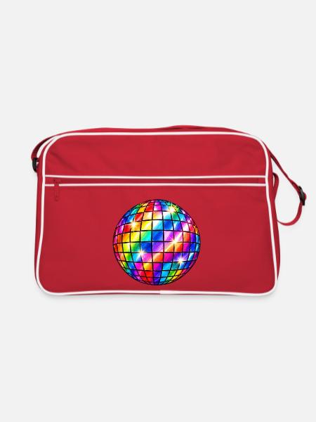 Prisma-Mosaik-Discokugel - Retro Tasche - Rot/Weiß