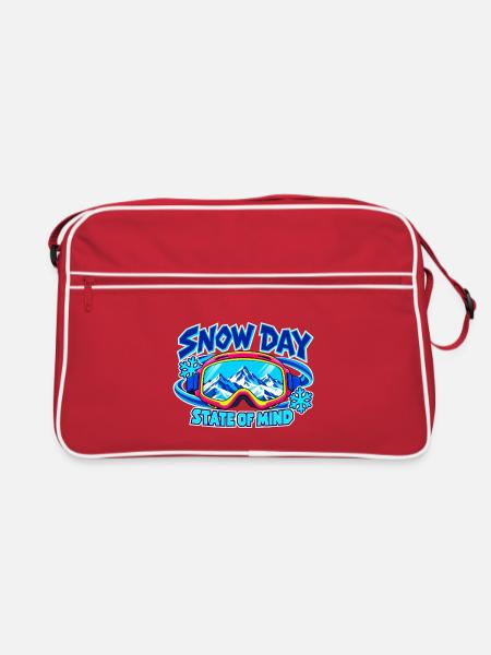 Geisteszustand am Schneetag: Skibrille - Retro Tasche - Rot/Weiß