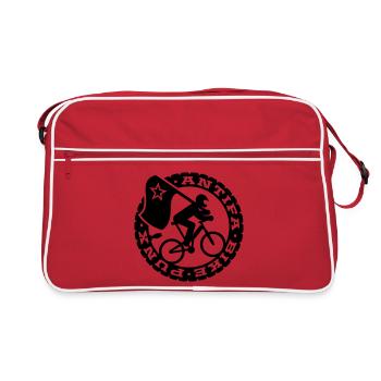 Antifa Bike Punks - Retro Tasche - Rot/Weiß - Vorne