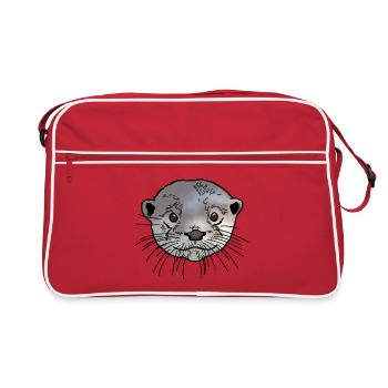 Tête de loutres colorée - Sac Retro - rouge/blanc - Devant