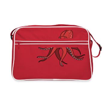 poulpe géant calmar, poulpe, calmar, poissons seiche - Sac Retro - rouge/blanc - Devant