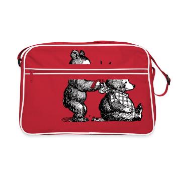 hairdresser barber barbier friseur coiffeur bart b - Retro Tasche - Rot/Weiß - Vorne