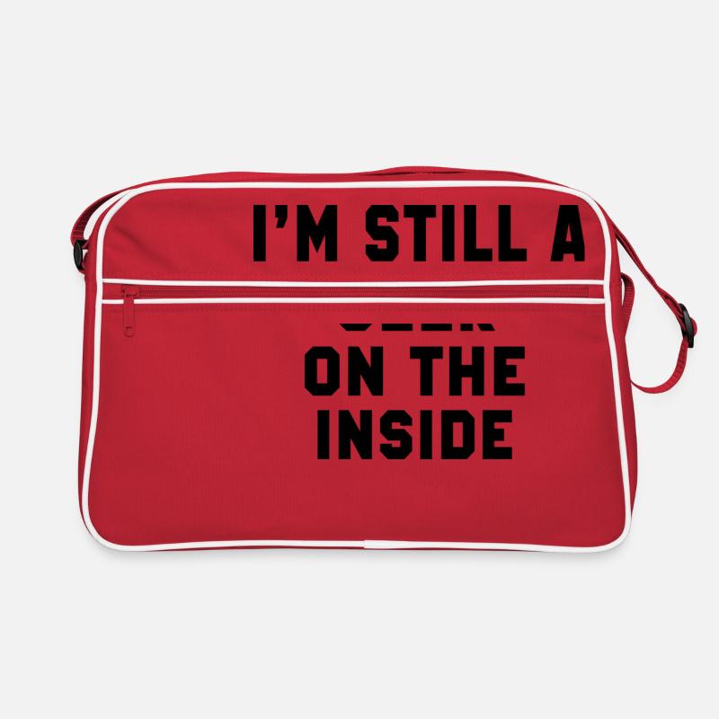 Ich bin immer noch ein Geek auf der Innenseite - Retro Tasche - Rot/Weiß