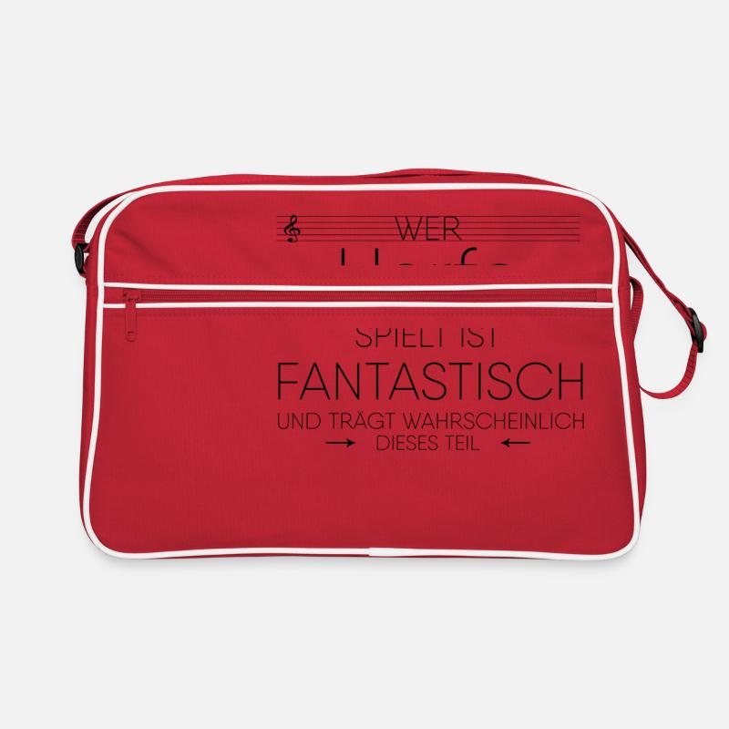 Harfe Instrument Geschenk - Retro Tasche - Rot/Weiß