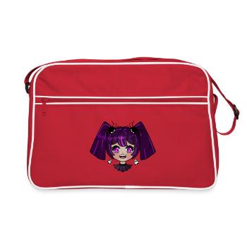Chibi vampire with purple braids - Retro Bag - red/white - Front