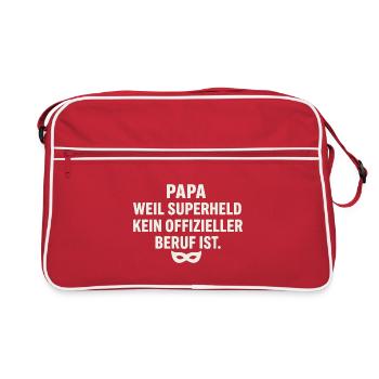 Papa: Weil Superheld Kein Offizieller Beruf Ist - Retro Tasche - Rot/Weiß - Vorne
