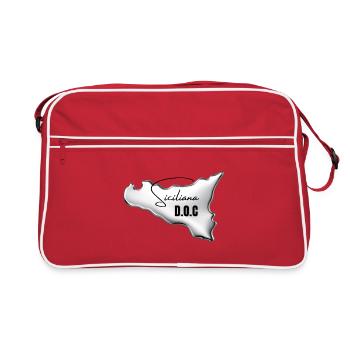 Siciliana Doc Damen & Kinder T-Shirt  - Retro Tasche - Rot/Weiß - Vorne