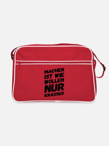 Machen ist wie wollen nur Krasser - Vintage 3 - Retro Tasche - Rot/Weiß