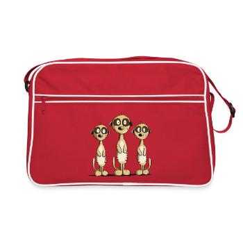 Trois suricates I BD Cadeau I Fun Animalmotiv - Sac Retro - rouge/blanc - Devant