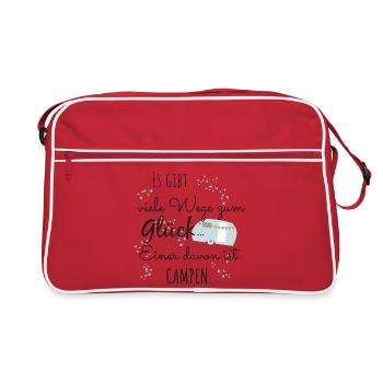 Camping Happiness Tente Camping Camper Dire Cadeau - Sac Retro - rouge/blanc - Devant