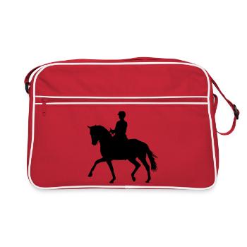 Horses, horse, riding, pony, cowboy, trot, Gallop - Retro Bag - red/white - Front