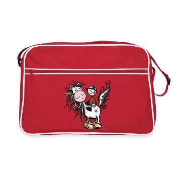 Petit Cavalier - Cheval - Chevaux - Chevaux - Band - Sac Retro - rouge/blanc - Devant