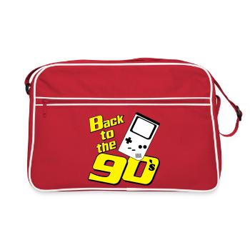 90er Party , Mottoparty , 90er Retrogame (25) - Retro Tasche - Rot/Weiß - Vorne