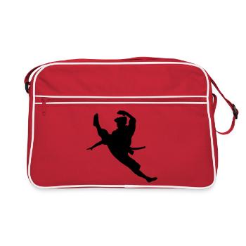 Jumped taekwondo kick shadow figure logo - Retro Bag - red/white - Front