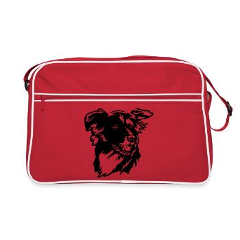 Border Collie Kopf - Sac Retro - rouge/blanc - Devant