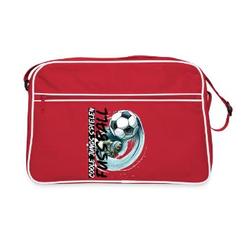 Dynamischer Fußball und Fußballschuh - Retro Tasche - Rot/Weiß - Vorne