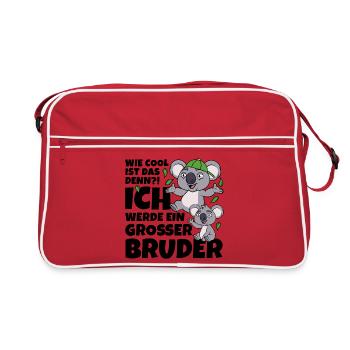 Großer Bruder Koala Koalabär Bär coole Geschwister - Retro Tasche - Rot/Weiß - Vorne