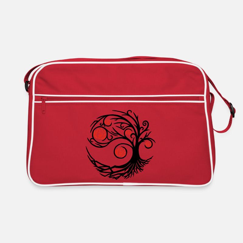 Seltsame schwarze Rose - Retro Tasche - Rot/Weiß
