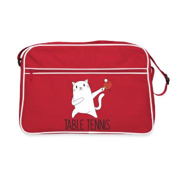 Table Tennis Katze Pingpong Outfit Cat Tischtennis - Retro Bag - red/white - Front