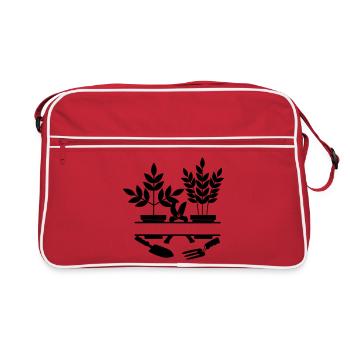 Gartengärtner Werkzeuge zwei Pflanzen - Retro Tasche - Rot/Weiß - Vorne