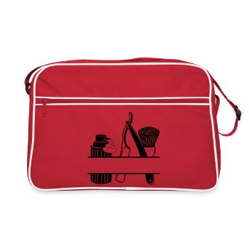 Crème à raser, couteau et brosse, rasage logo - Sac Retro - rouge/blanc - Devant