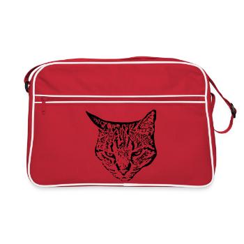 Chat Tête de chat noir - Sac Retro - rouge/blanc - Devant