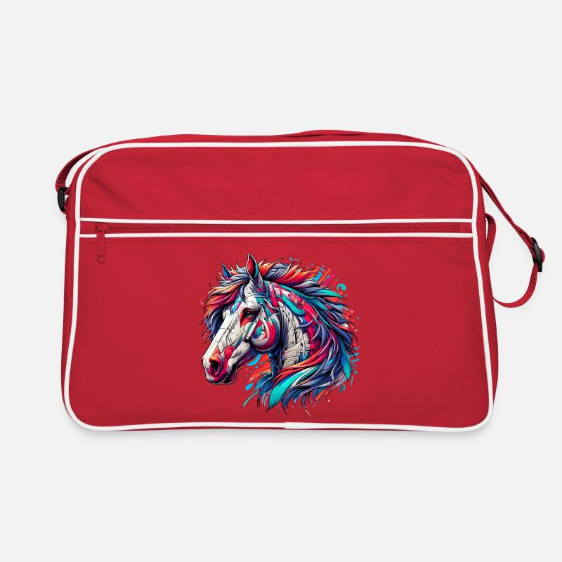 Pferd - Retro Tasche - Rot/Weiß