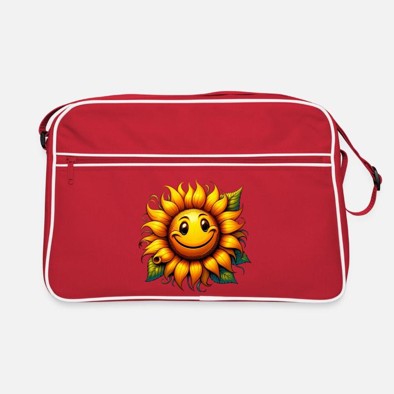 Sonnenblume - Retro Tasche - Rot/Weiß
