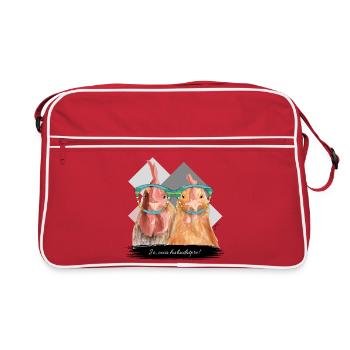 JvG Hühner "Ja, owa huhndatpro!" - Retro Tasche - Rot/Weiß - Vorne