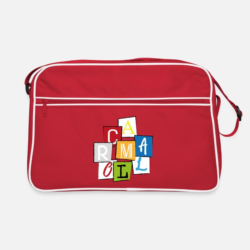 Mallorca "MLLRC" Bunte Buchstaben Collage Design - Retro Tasche - Rot/Weiß