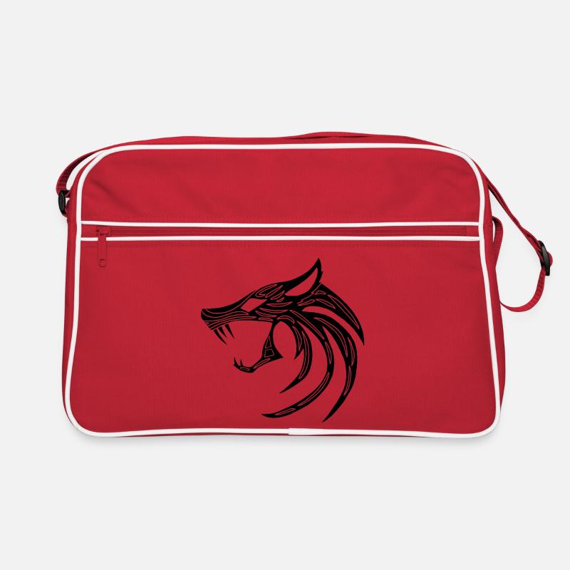 Schwarzer dämonischer Wolf Retro Tasche