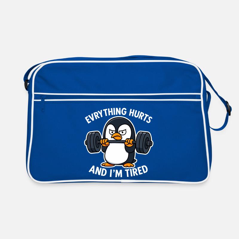 Grumpy Penguin Lifting Weights Sac Retro