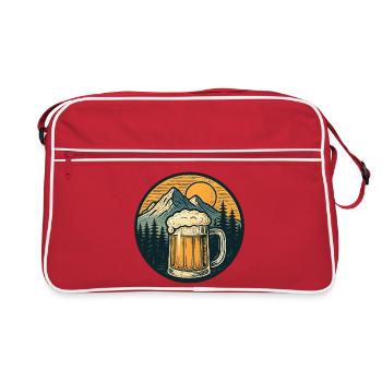Mountain Forest Beer Mug Sunset - Retro Bag - red/white - Front