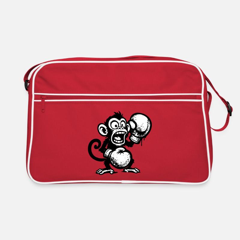 Cartoon Monkey with Fruit and Skull Retro Bag