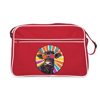 Bulls with sunglasses - Retro Bag - red/white - Front