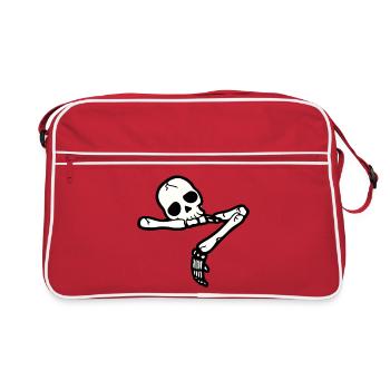 Chemise tête de mort et os croisés | T-shirt punk gothique - Sac Retro - rouge/blanc - Devant