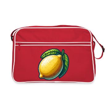 Bright Lemon with Graphic Leaves - Retro Bag - red/white - Front
